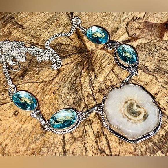 Solar Quartz Statement Necklace 15” - 17” - Picture 6 of 13